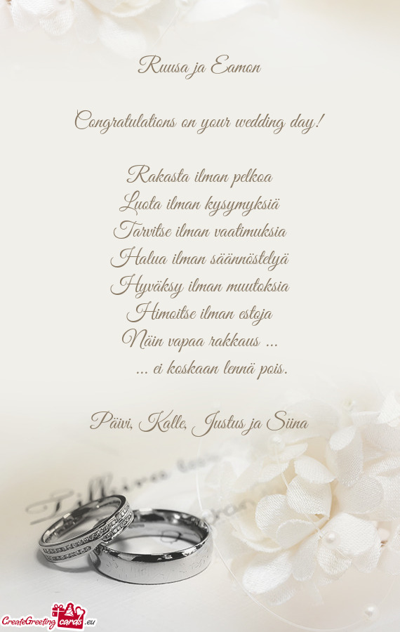 Congratulations on your wedding day