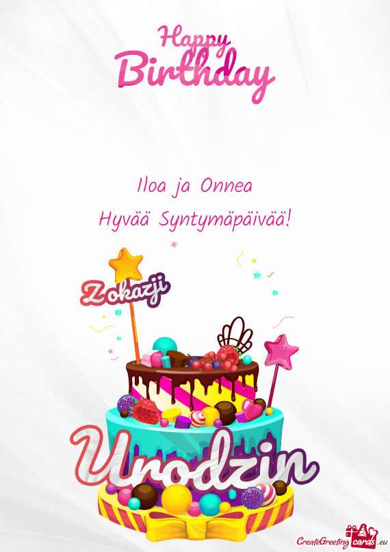Iloa ja Onnea Hyvää Syntymäpäivää