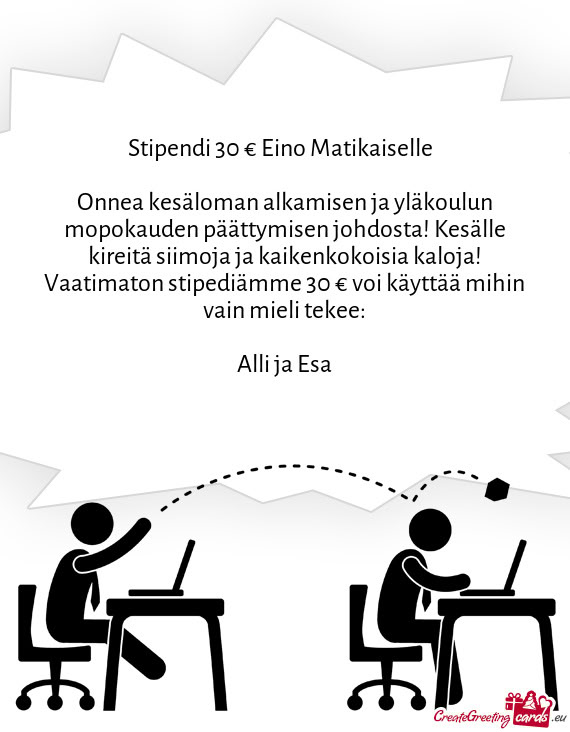 Onnea kesäloman alkamisen ja yläkoulun mopokauden päättymisen johdosta! Kesälle kireitä siimoj